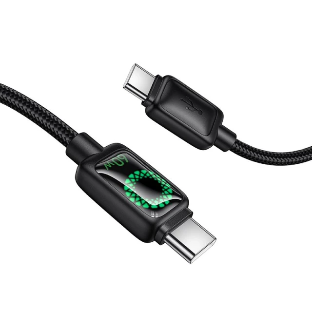 Кабель Hoco U146 USB C to USB C 3A 60W 1.2 m з LCD Black (6942007671392)