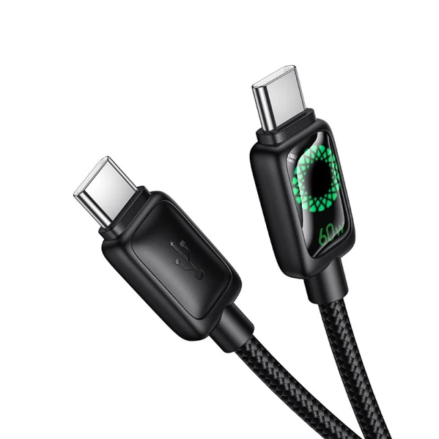 Кабель Hoco U146 USB C to USB C 3A 60W 1.2 m з LCD Black (6942007671392)