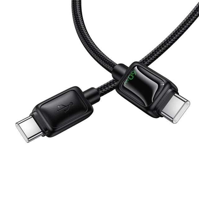 Кабель Hoco U146 USB C to USB C 3A 60W 1.2 m з LCD Black (6942007671392)