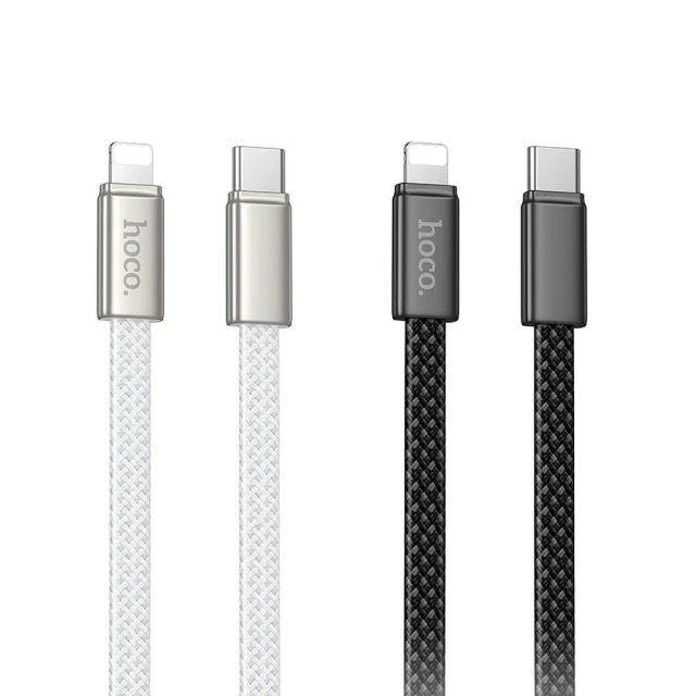 Кабель USB C до Lightning Hoco PD 30W плоский 1 м X125 Black (6942007671668)