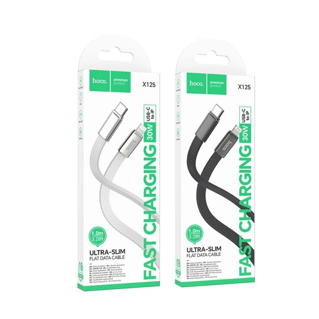 Кабель Hoco X125 USB C до Lightning PD 30W плоский 1 м White (6942007671675)