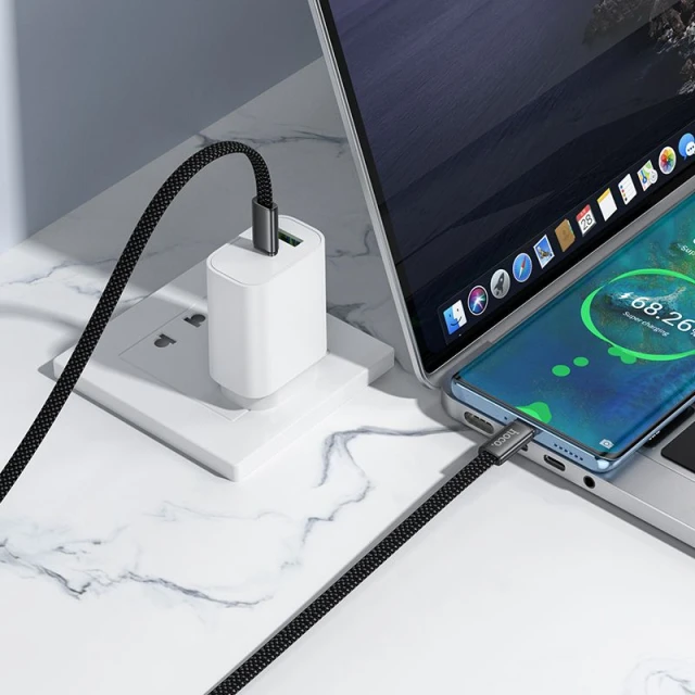 Кабель Hoco X125 USB C to USB C 3A 60W плоский 1 m Black (6942007671682)