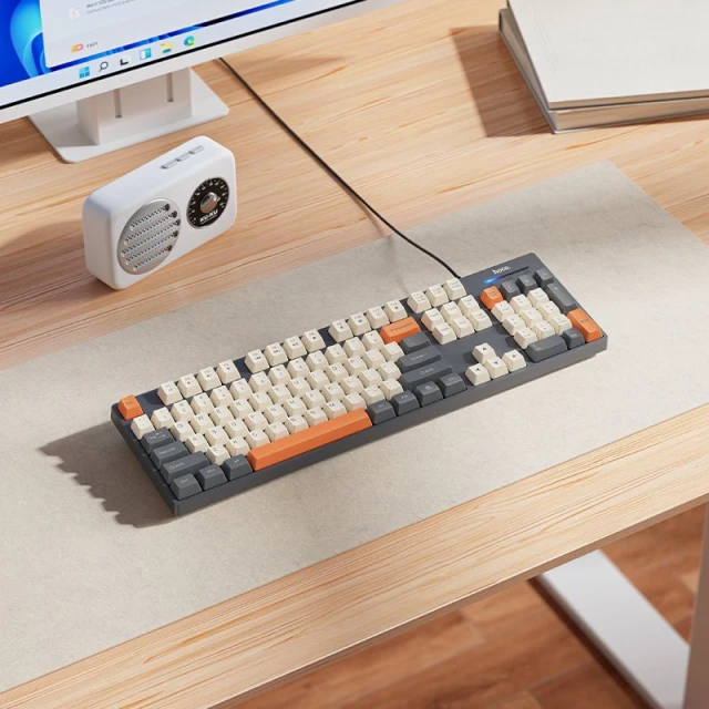 Клавіатура провідна QWERTY Hoco GM61 White Grey Orange (6942007672085)
