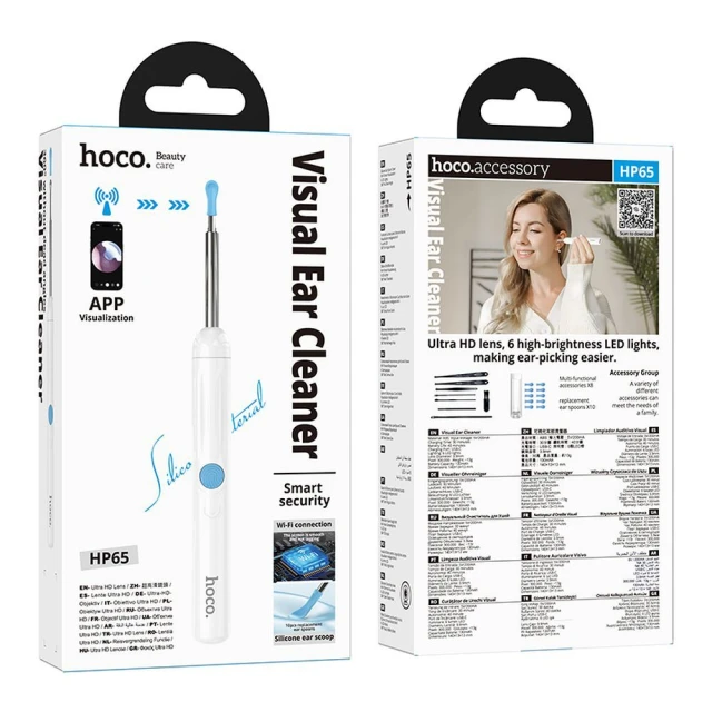 Очищувач для вух Hoco з Wi-Fi камерою HP65 White (6942007672733)