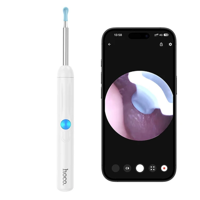 Очищувач для вух Hoco з Wi-Fi камерою HP65 White (6942007672733)
