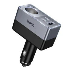 Автозарядка Hoco Z65A з розгалужувачем 1x USB-A + 2x USB-C + 1 порт прикурювача QC3.0 PD 165W/24V Black (6942007673174)