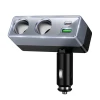 Автомобільний зарядний пристрій Hoco Z65B 1xUSB A + 1xUSB C + розгалужувач 2 порти Black (6942007673181)