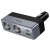 Автомобільний зарядний пристрій Hoco Z65B 1xUSB A + 1xUSB C + розгалужувач 2 порти Black (6942007673181)