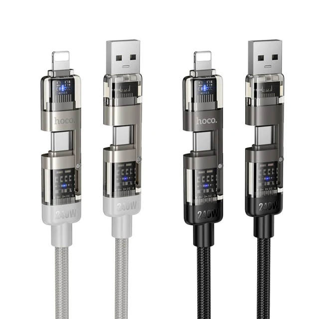 Кабель HOCO U151 4в1 USB-A/C до USB-C/Lightning 240W 1.2 м Black (6942007673532)