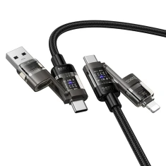 Кабель HOCO U151 4в1 USB-A/C до USB-C/Lightning 240W 1.2 м Black (6942007673532)