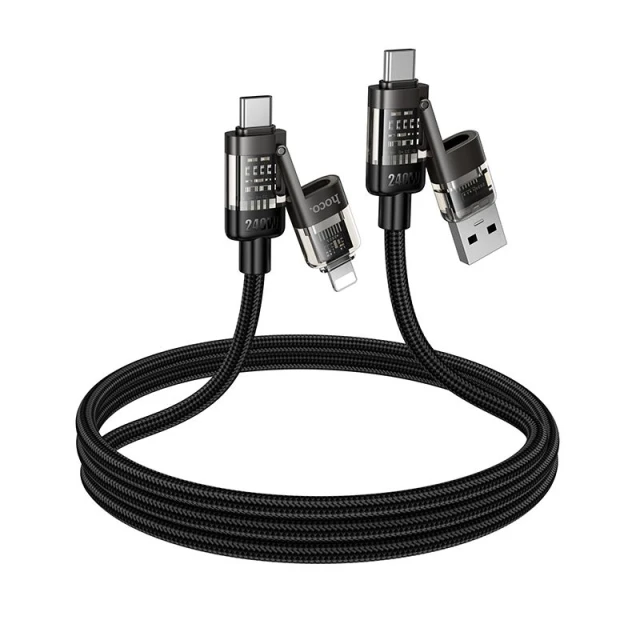 Кабель HOCO U151 4в1 USB-A/C до USB-C/Lightning 240W 1.2 м Black (6942007673532)