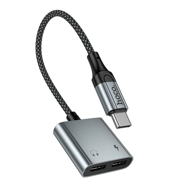 Адаптер Hoco UPA34A AUX USB C на 2x USB C max 10W Grey (6942007673563)