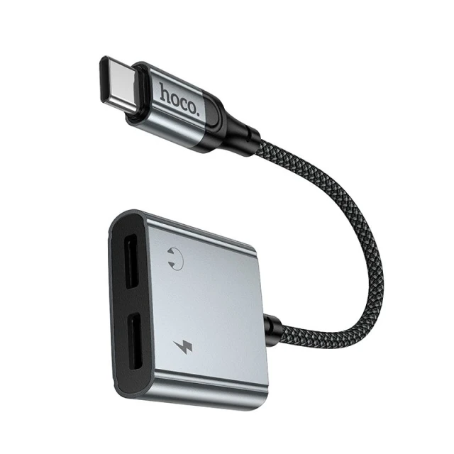 Адаптер Hoco UPA34A AUX USB C на 2x USB C max 10W Grey (6942007673563)