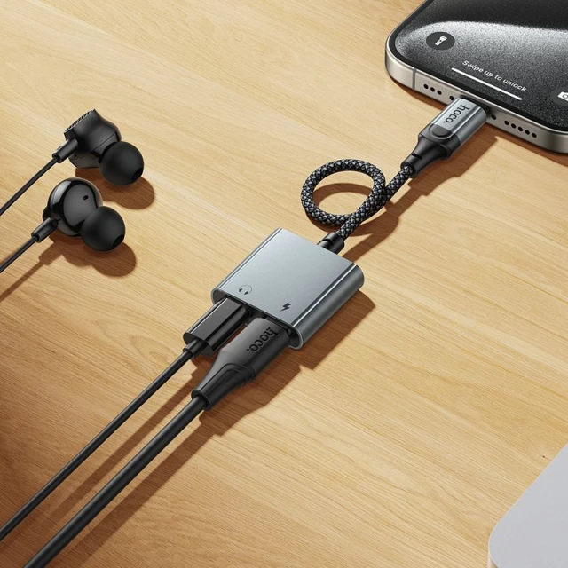 Адаптер Hoco UPA34A AUX USB C на 2x USB C max 10W Grey (6942007673563)