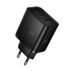 Мережевий зарядний пристрій Hoco N75 2x USB-C + USB-A QC3.0 PD 65W Black (6942007673839)