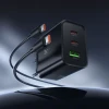 Мережевий зарядний пристрій Hoco N75 2x USB-C + USB-A QC3.0 PD 65W + кабель USB-C Black (6942007673846)