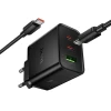 Мережевий зарядний пристрій Hoco N75 2x USB-C + USB-A QC3.0 PD 65W + кабель USB-C Black (6942007673846)