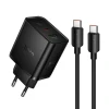 Мережевий зарядний пристрій Hoco N75 2x USB-C + USB-A QC3.0 PD 65W + кабель USB-C Black (6942007673846)