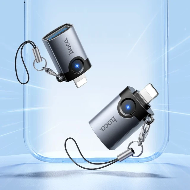 Адаптер Hoco UA46 Victory OTG Lightning на USB A Grey (6942007675628)