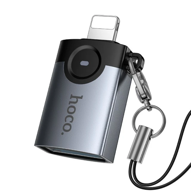 Адаптер Hoco UA46 Victory OTG Lightning на USB A Grey (6942007675628)