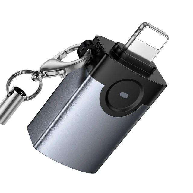 Адаптер Hoco UA46 Victory OTG Lightning на USB A Grey (6942007675628)