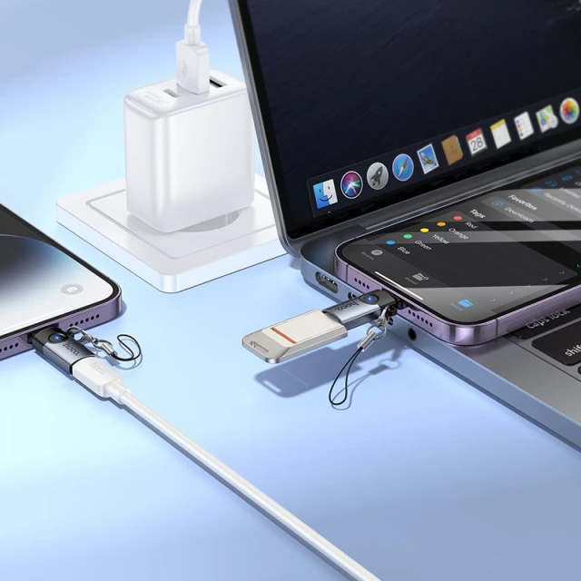Адаптер Hoco UA46A OTG Lightning на USB C 2A Black (6942007675635)