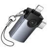 Переходник Hoco UA46E Victory OTG 2в1 Lightning/USB-C на USB-A Grey (6942007675666)