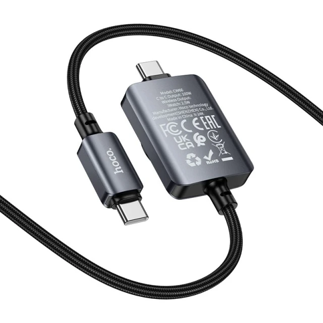Кабель Hoco CW66 USB C - USB C PD100W с функцией зарядки Apple Watch 1.2 м Black (6942007675680)