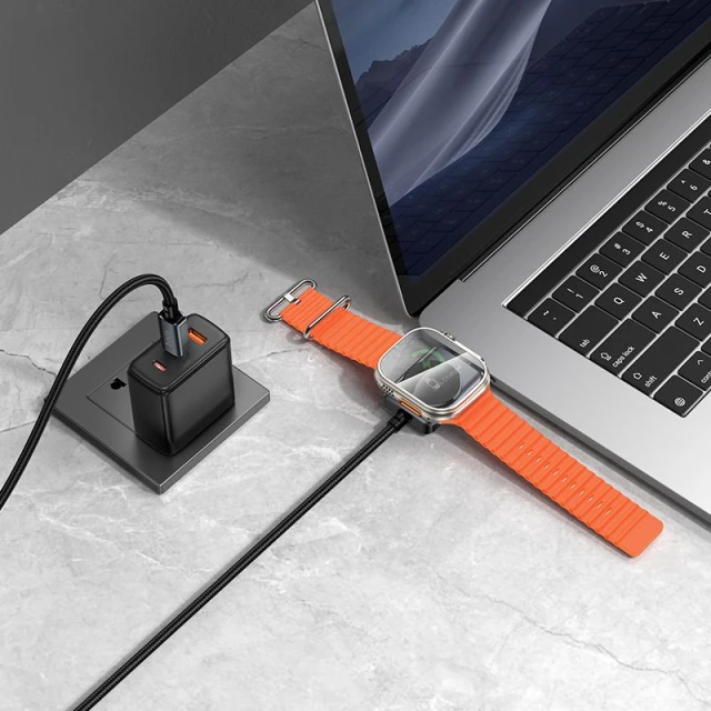 Кабель Hoco CW66 USB C - USB C PD100W с функцией зарядки Apple Watch 1.2 м Black (6942007675680)