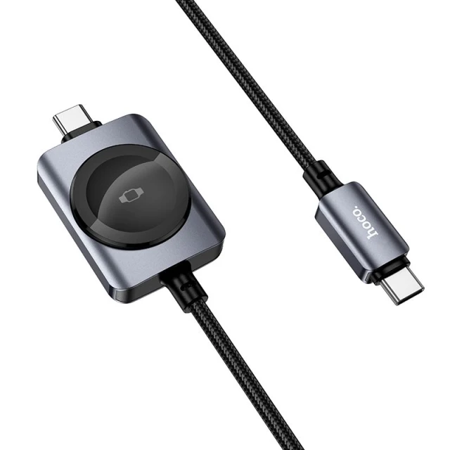 Кабель Hoco CW66 USB C - USB C PD100W с функцией зарядки Apple Watch 1.2 м Black (6942007675680)