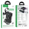Powerbank Hoco 20000 mAh QC PD 22,5W з вбудованими кабелями USB A + USB C + Lightning + Micro USB та двома ліхтариками J173 Black (6942007680462)