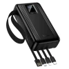 Powerbank Hoco 20000 mAh QC PD 22,5W з вбудованими кабелями USB A + USB C + Lightning + Micro USB та двома ліхтариками J173 Black (6942007680462)