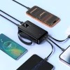 Powerbank Hoco 20000 mAh QC PD 22,5W з вбудованими кабелями USB A + USB C + Lightning + Micro USB та двома ліхтариками J173 Black (6942007680462)