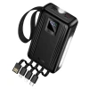 Powerbank Hoco 20000 mAh QC PD 22,5W з вбудованими кабелями USB A + USB C + Lightning + Micro USB та двома ліхтариками J173 Black (6942007680462)