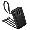 Powerbank Hoco 20000 mAh QC PD 22,5W з вбудованими кабелями USB A + USB C + Lightning + Micro USB та двома ліхтариками J173 Black (6942007680462)