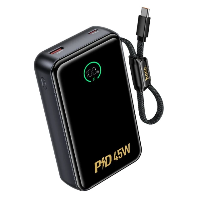 Powerbank Hoco 20000 mAh PD QC 2A 45W з вбудованим кабелем USB C Q54 White (6942007680486)