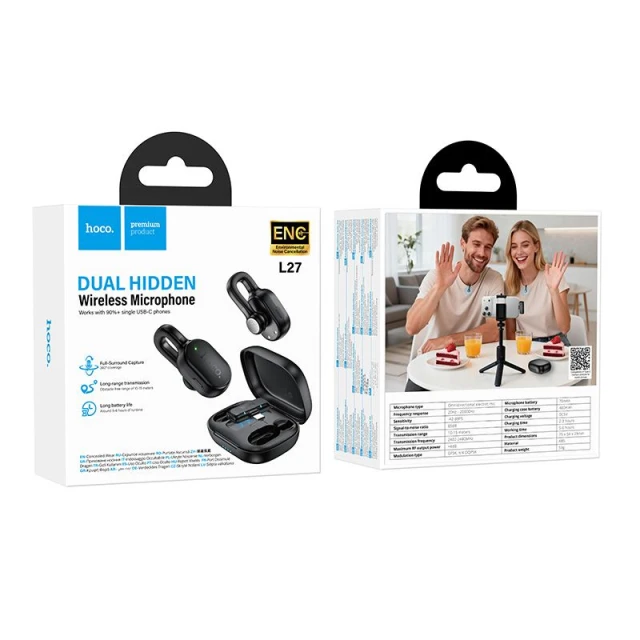 Микрофон беспроводной USB-C Hoco L27 Black (6942007680646)