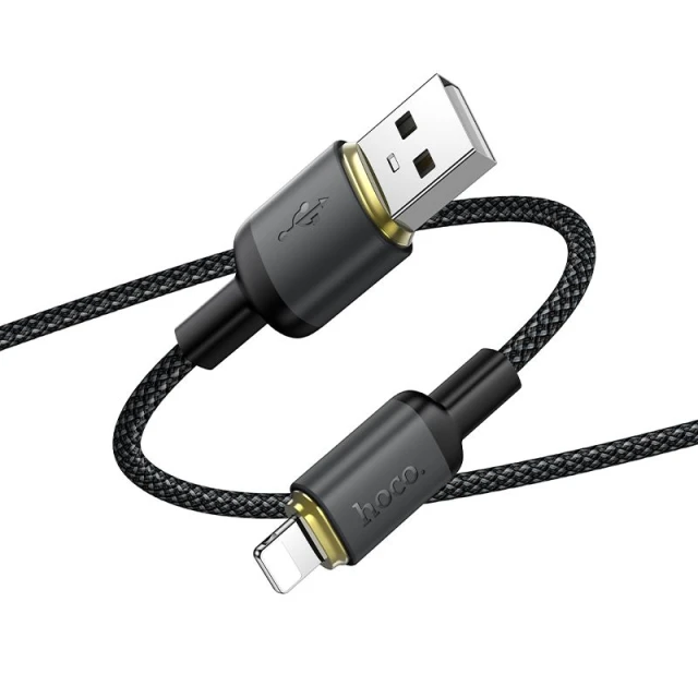 Кабель Hoco X128 Benefit USB A to Lightning 2.4A 1m Black (6942007681070)