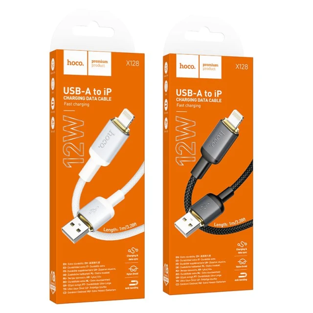 Кабель Hoco X128 Benefit USB A to Lightning 2.4A 1m Black (6942007681070)