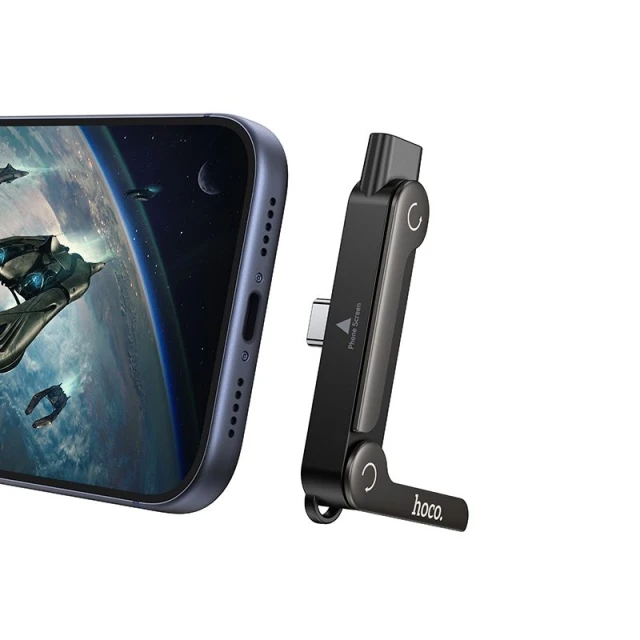 Адаптер Hoco UA47A з підставкою USB C на USB C max 240W Black (6942007681162)
