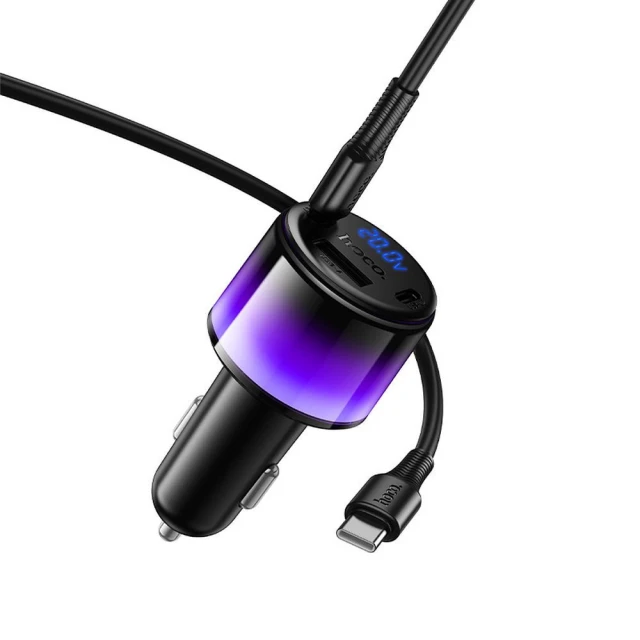 Автозарядка HOCO Z69B USB A + 2x USB C QC3.0 PD 57W + кабель USB C to C Black (6942007681599)