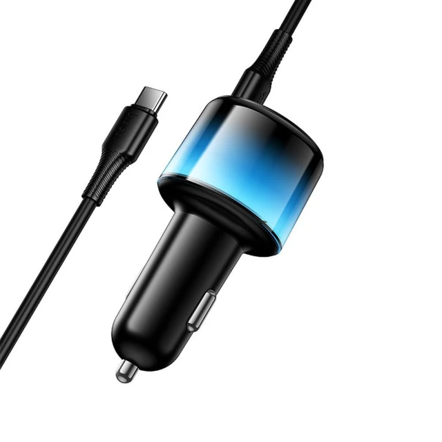 Автозарядка HOCO Z69B USB A + 2x USB C QC3.0 PD 57W + кабель USB C to C Black (6942007681599)