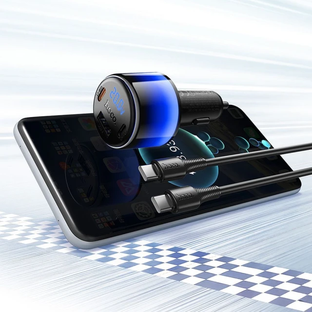 Автозарядка HOCO Z69B USB A + 2x USB C QC3.0 PD 57W + кабель USB C to C Black (6942007681599)