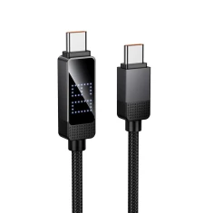 Кабель HOCO U154 Dot Matrix USB C to USB C 3A 60W с дисплеем 1 м Black (6942007681797)