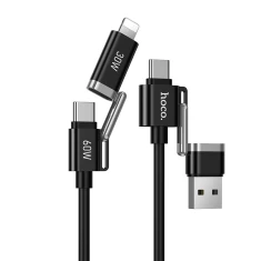 Кабель HOCO 4в1 U155 USB A/USB C до USB C/Lightning 3A 60W 1.2 м Black (6942007683555)