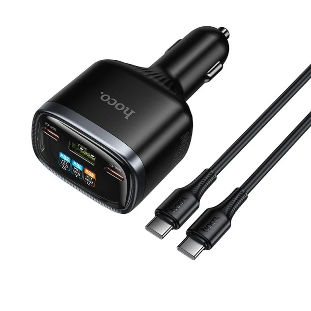 Автозарядка HOCO Z70 USB A + 2x USB C QC3.0 PD 93W + кабель C to C Black (6942007683647)