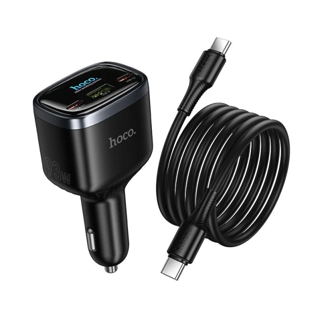Автозарядка HOCO Z70 USB A + 2x USB C QC3.0 PD 93W + кабель C to C Black (6942007683647)