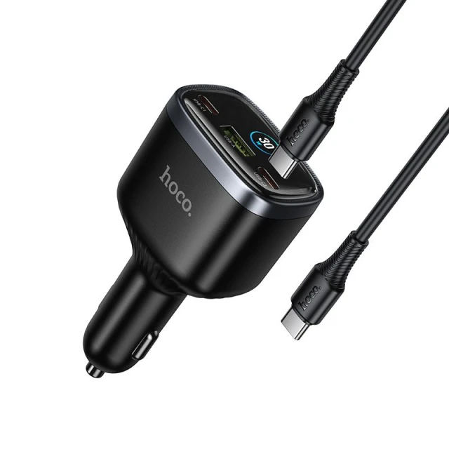 Автозарядка HOCO Z70 USB A + 2x USB C QC3.0 PD 93W + кабель C to C Black (6942007683647)