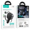 Автозарядка HOCO E167 USB A + USB C QC3.0 PD 45W зі згортаючим кабелем і FM-трансмітером Black (6942007685955)