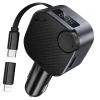 Автозарядка HOCO E167 USB A + USB C QC3.0 PD 45W зі згортаючим кабелем і FM-трансмітером Black (6942007685955)